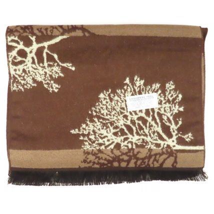 Mens Tradional Scarf Tress Pattern Brown Super Soft Mini Fringing Boxed
