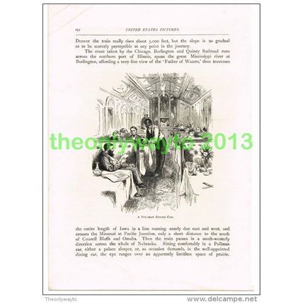 A PULLMAN DINING CAR ON A TRAIN, USA, BOOK ILLUSTRATION (PRINT) 1891