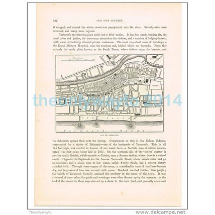 Map of Yarmouth, Norfolk, England, Book Illustration (Print), 1882