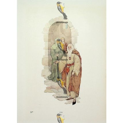 Old Man With Old Woman In Rags & Daughter Of Beauty, Book Illustration, 1925