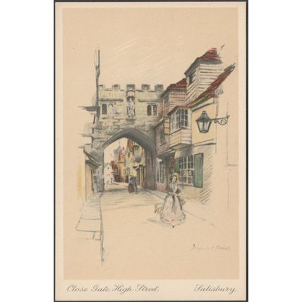 Close Gate, High Street, Salisbury, Wiltshire, c.1940 - British Art Co Postcard