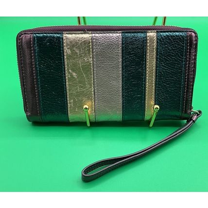 A Rare Beautiful Metallic Striped Leather Zip RADLEY LONDON Wristlet Wallet