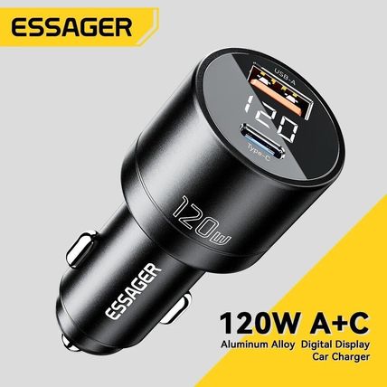 Essager 120W PD Car Charger QC 4.0 100W iPhone Lenovo Laptop 65W Battery Charger