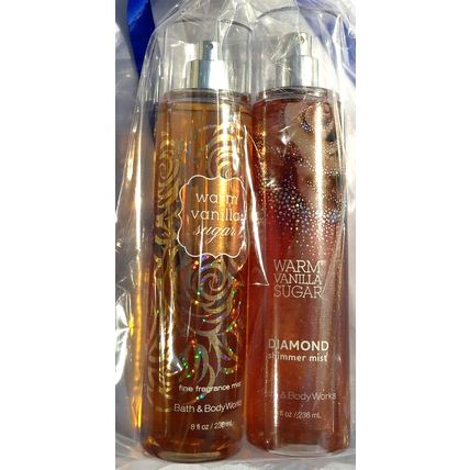 Bath & Body Warm Sugar Vanilla Diamond Shimmer Mist & Fragrance Mist Gift Set