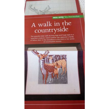 Deer in the Countryside Cross Stitch Chart 1990s Magazine Chart Carol Leather