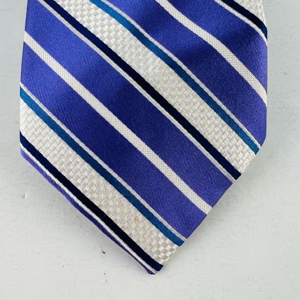 Croft & Barrow Stripes Necktie Tie Purple White Blue 100% Silk