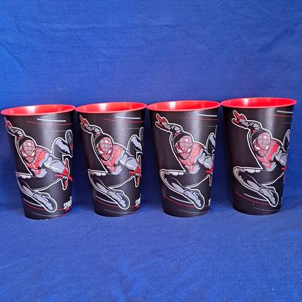 New ZAK Lot 4 Marvel SPIDERMAN TUMBLERS Plastic Drink Cups Water Miles Morales