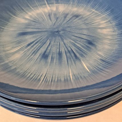NEW Lot 4 Royal Norfolk BLUE BURST 7 1/2" Salad PLATES Spiral Tie Dye Serving