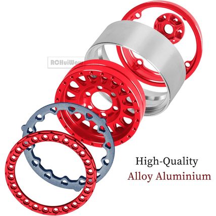 RC 1.9 Beadlock Wheels for 1/10 RC Crawler TRX4 Axia1 SCX10 SCX10 Iii,Alloy Alum
