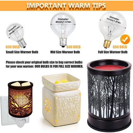 25 Watt Wax Warmer Bulbs, Light Bulbs for Full Size Scentsy Warmer, 6 Packs E12