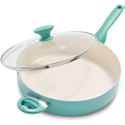 Greenpan Rio Healthy Ceramic Nonstick 5QT Saute Pan Jumbo Cooker with Helper Han