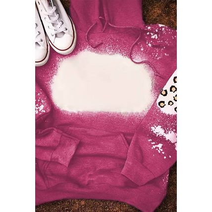 Rose Leopard Bleached Hoodie with Pocket