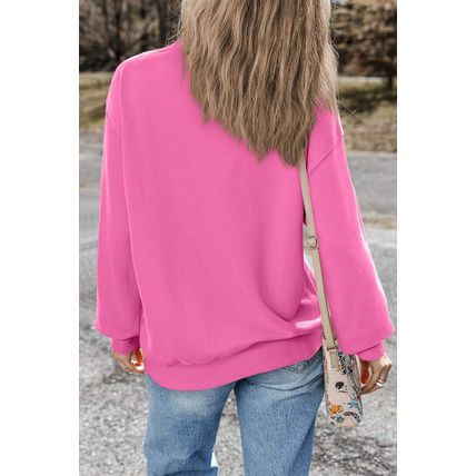 Bonbon Plain Drop Shoulder Crewneck Pullover Sweatshirt