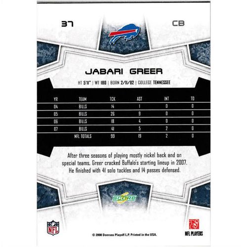 2008 Score - #37 - Jabari Greer