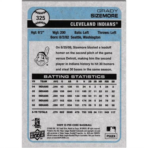 2009 O-Pee-Chee - #325 - Grady Sizemore