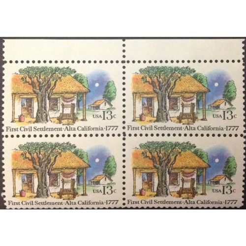 US Stamp #1725 mint: 1977 13c First Civil Settlement Alta CA - MNH block of 4