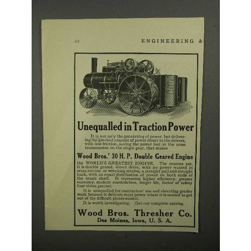 1911 Wood Bros. Thresher Co. Plow Engine Ad
