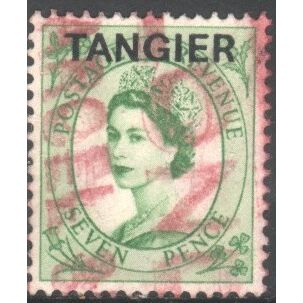 Morocco 1952 - SG298 - 7p green - opted TANGIER - Queen Elizabeth 11 - used