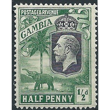 Gambia 1925 SG123 1/2d Deep Green Mounted Mint . ..