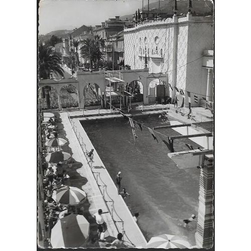 Menton, France - Casino Swimming Pool - RP postcard c.1960s