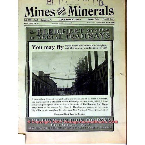 TRENTON IRON COMPANY 1910 BLEICHERT AERIAL TRAMWAY mining vintage ad