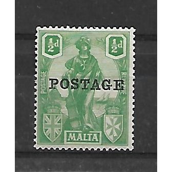 Malta.SG144 1/2d Green.Mounted Mint.Apr20