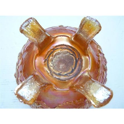 Fine Vintage 1940s Pressed Carnival Glass Marigold Bowl, Iridescent, D 14 cm