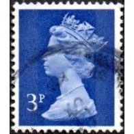 1971-96 Machin . 3p.Value. Ultamarine. Two Phosphor Bands. Fine Used