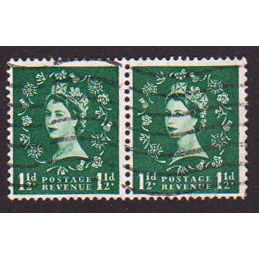 GB 1954 0.5d green inverted watermark horizontal pair used SG517WI