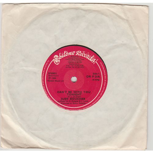 Can't Be With You Tonight 1986 Judy Boucher on Obitone label