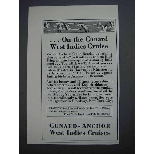 1927 Cunard-Anchor West Indies Cruises Ad