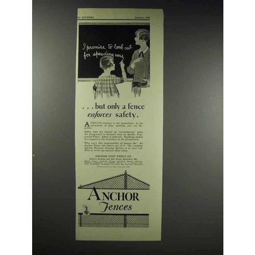 1929 Anchor Post Fence Company Ad - Enforces Safety