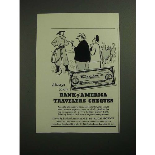 1947 Bank of America Travelers Cheques Ad - Always Carry