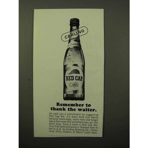 1964 Carling Red Cap Ale Ad - Thank The Waiter