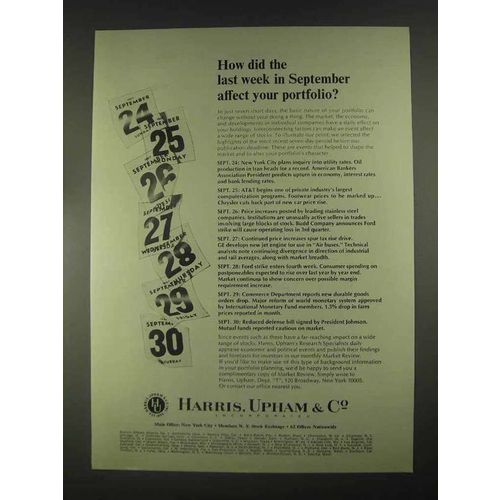 1967 Harris, Upham & Co. Ad - Last Week in September