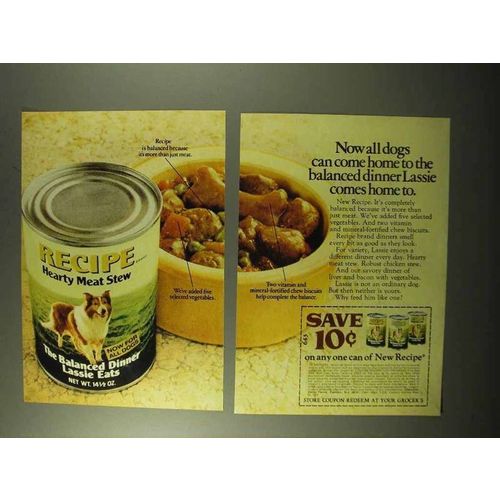 1971 Recipe Hearty Meat Stew Dog Food Ad - Come Home