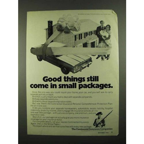 1974 Continental Insurance Ad - In Small Packages