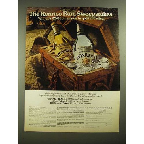 1980 Ronrico Rum Ad - The Ronrico Rum Sweepstakes