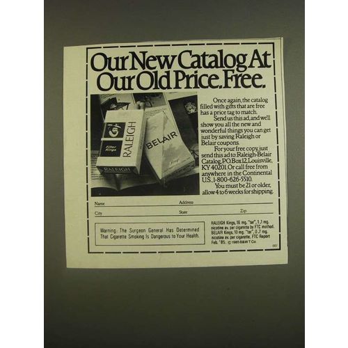 1985 Raleigh Belair Cigarettes Ad