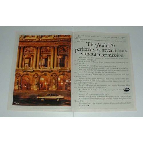 1986 2-page Audi 100 Car Ad - Without Intermission!