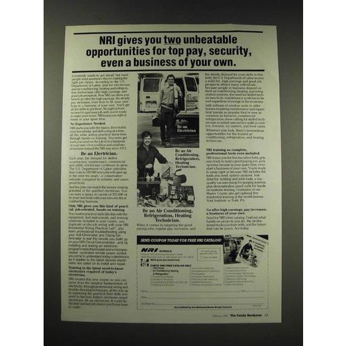 1987 NRI Schools Ad - NRI gives you two unbeatable opportunities for top pay