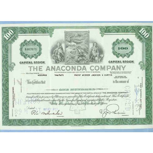 MT na Stock Certificate Company: Anaconda Company ~3