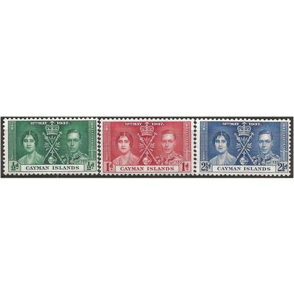 Cayman Islands 1937 Coronation Set SG112-114 Mounted Mint . .. .