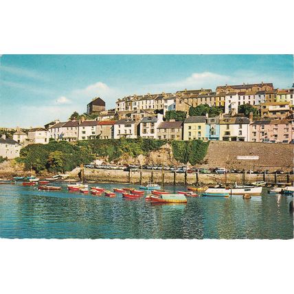 Standard size printed postcard of Brixham Devon