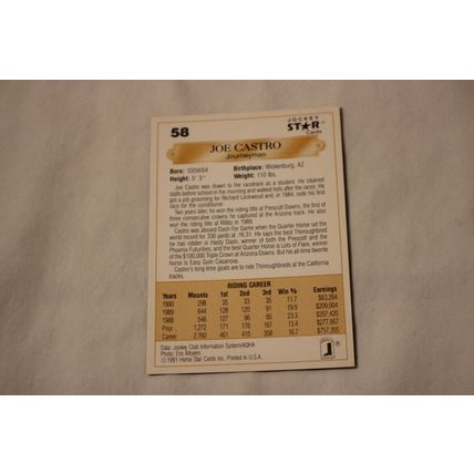 Joe Castro 1991 Jockey Star NO. 58