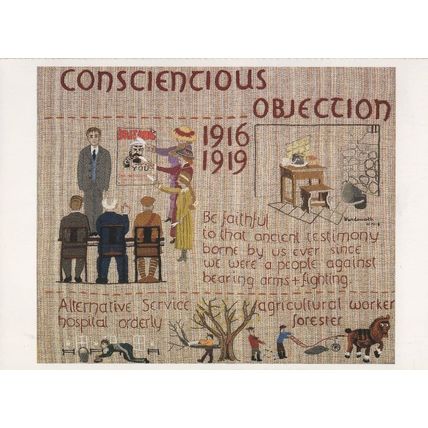 Conscientious Objection WW1 Anti War Quaker Tapestry Postcard