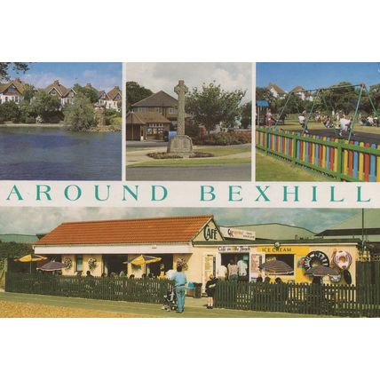 Bexhill Sussex Childrens Swings War Memorial Cafe Postcard