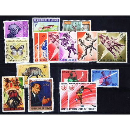 ZAYIX Guinea 17 Different Stamp Collection Used - with High Values 111422-S46
