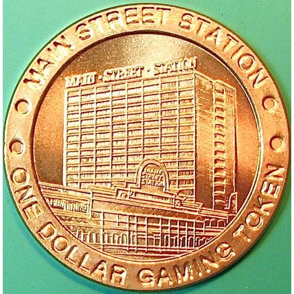 Main Street Station. $1 Casino Token. Las Vegas, NV. J79.