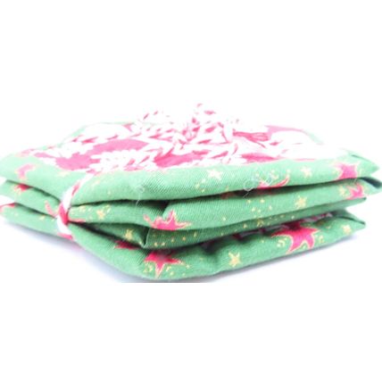 Christmas Coasters Fabric Handmade Hexagon Red & Green Gift Home Decor Christmas
